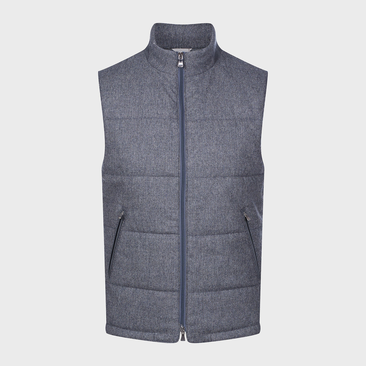 Wool Stretch-Flannel Vest — Medium Blue in Medium Blue — Emanuel Berg