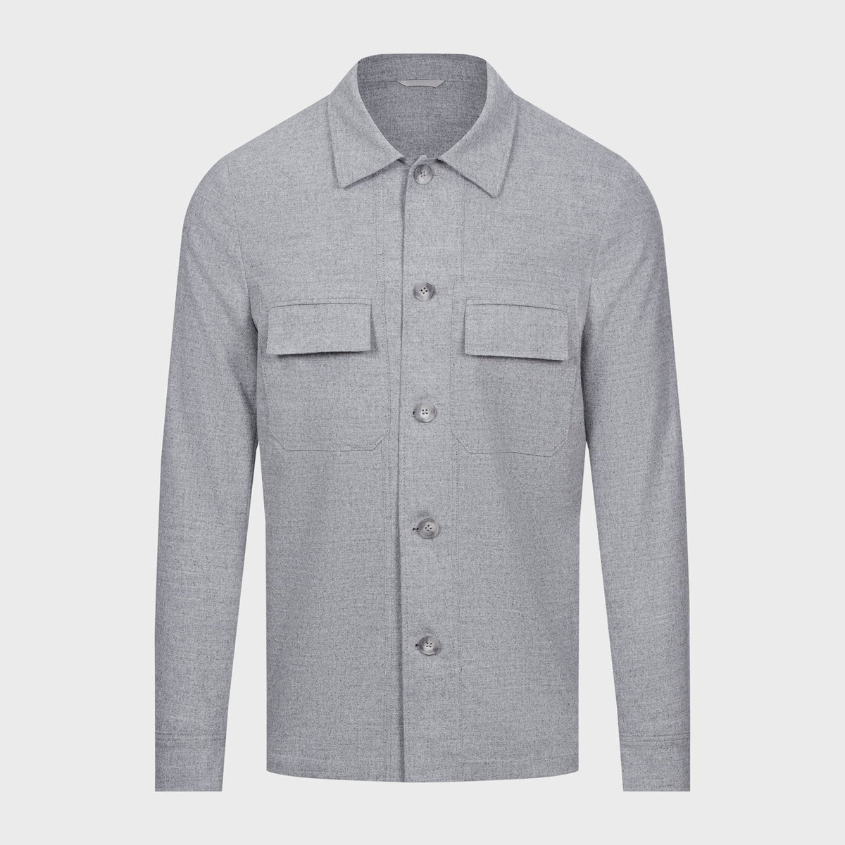 Wool Jersey Deconstructed Shirt Jacket — Light Grey in Light Grey — Emanuel Berg