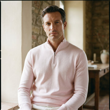 High Neck 1/4 Zip Sweater, worn — Emanuel Berg