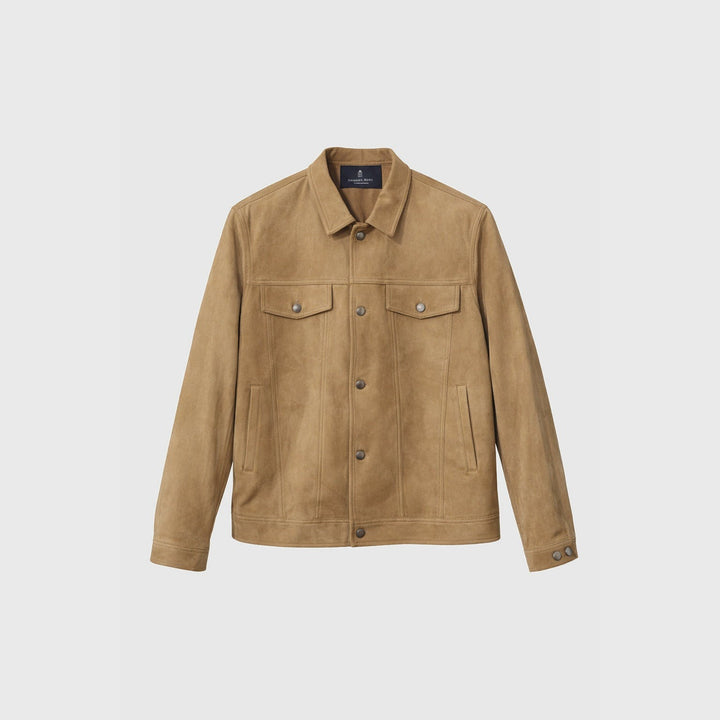 Performance Ultra Suede Jean Jacket in Beige — Emanuel Berg