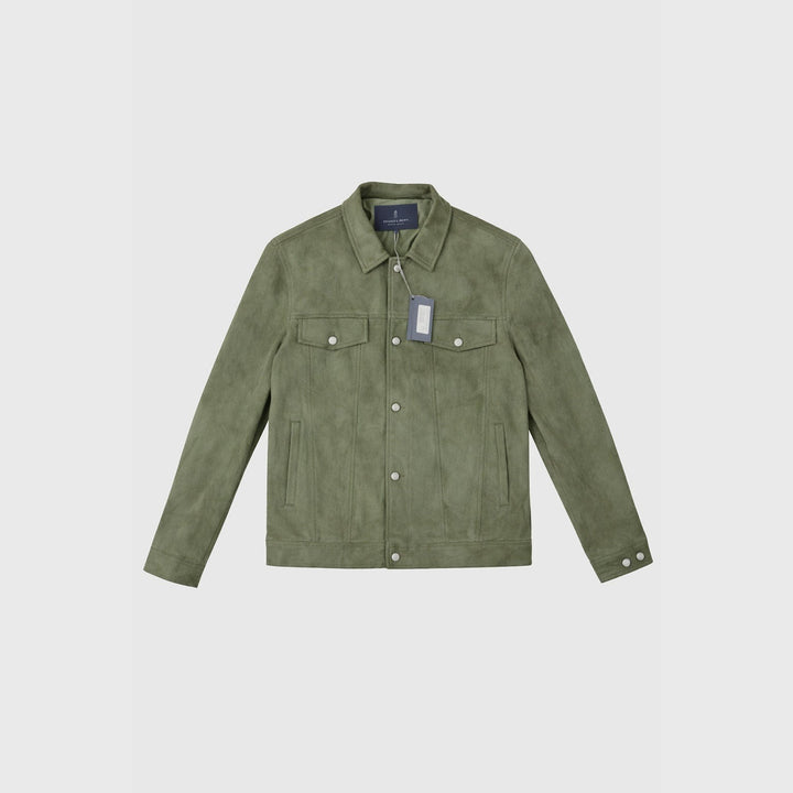 Performance Ultra Suede Jean Jacket in Khaki — Emanuel Berg