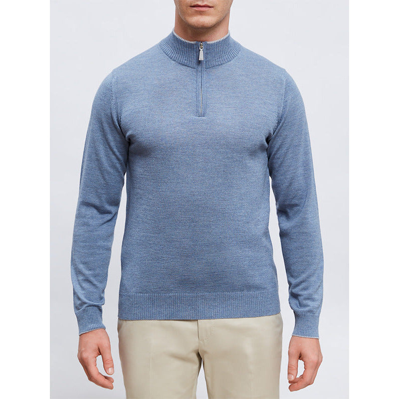 Light Gauge High Neck with Zipper in 000 BRIGHT BLUE — Emanuel Berg