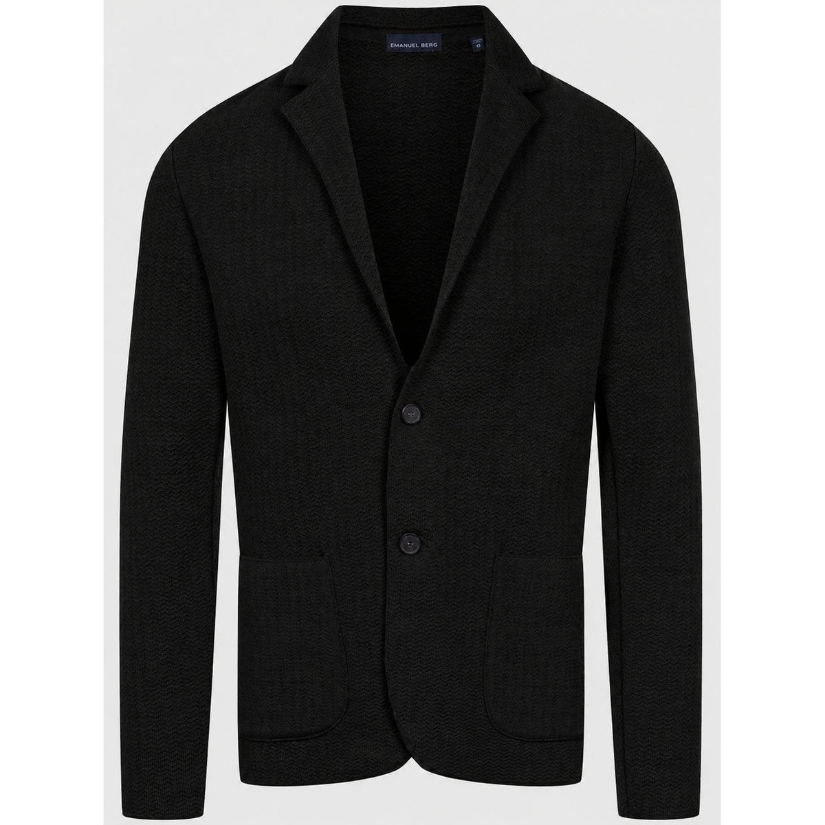 Premium Chevron Structured Swacket with Two Buttons in 226 BLACK — Emanuel Berg