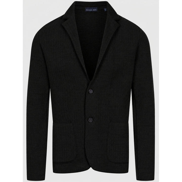 Premium Chevron Structured Swacket with Two Buttons in Black — Emanuel Berg