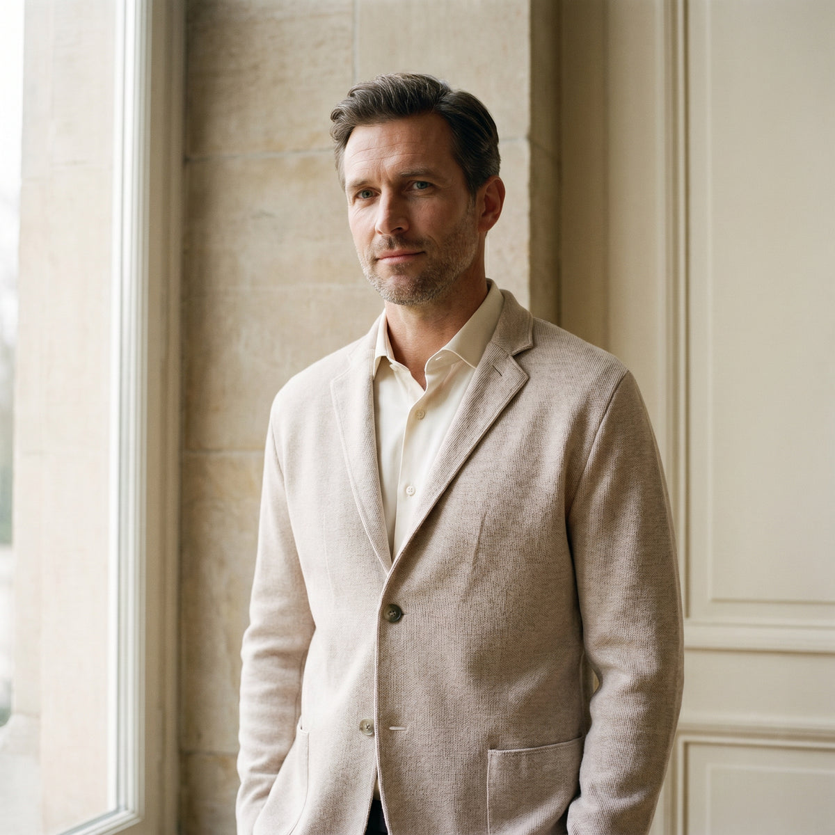 Premium Merino Swacket in Light Beige — Emanuel Berg
