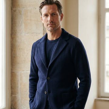 Structured Merino Swacket, worn — Emanuel Berg