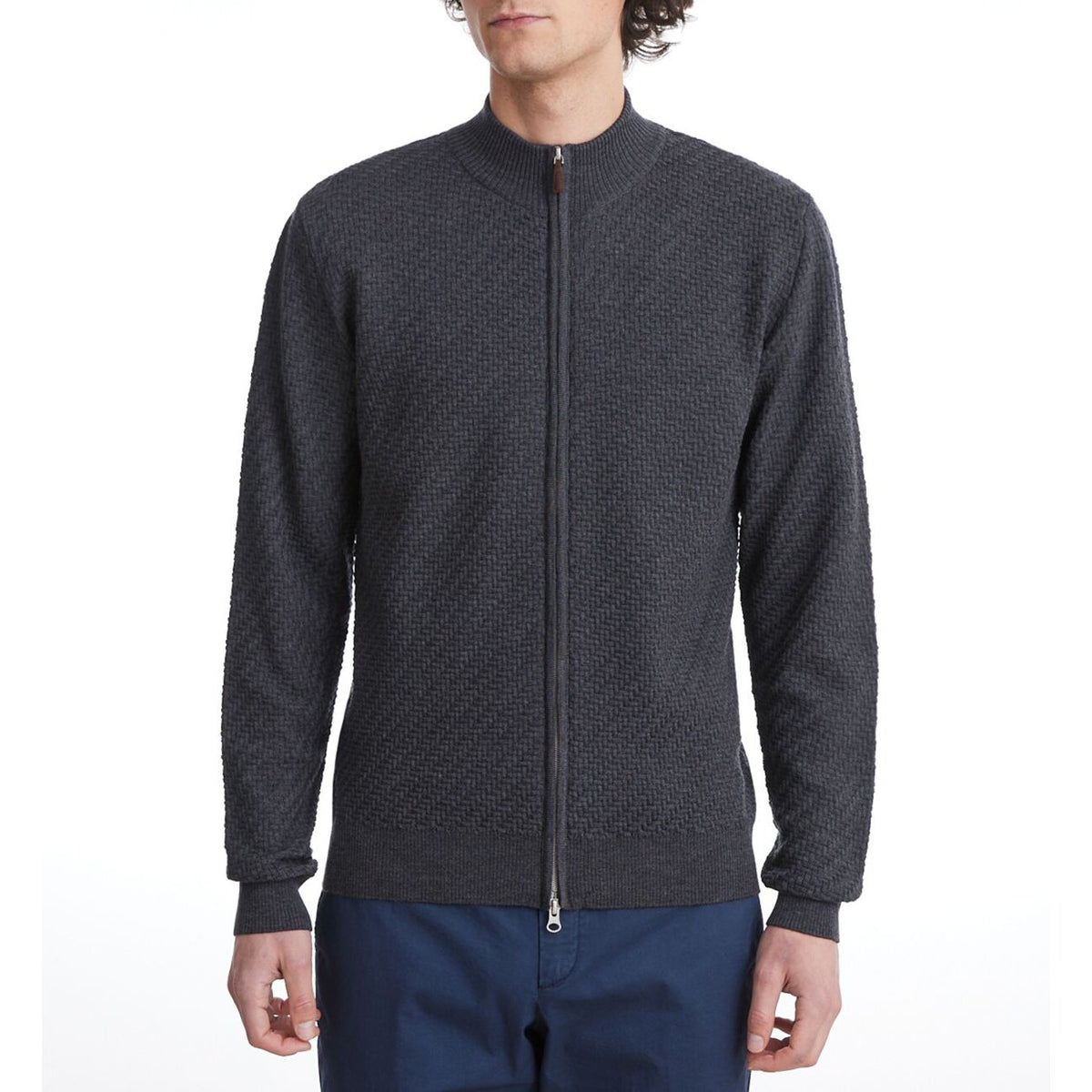 Lightweight Merino Wool Zip Cardigan in Medium Grey — Emanuel Berg