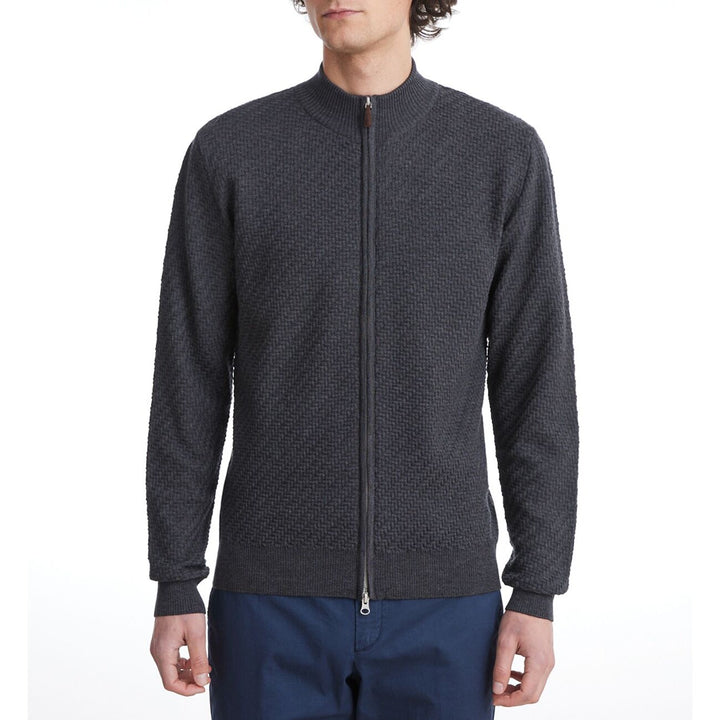 Lightweight Merino Wool Zip Cardigan in Medium Grey — Emanuel Berg