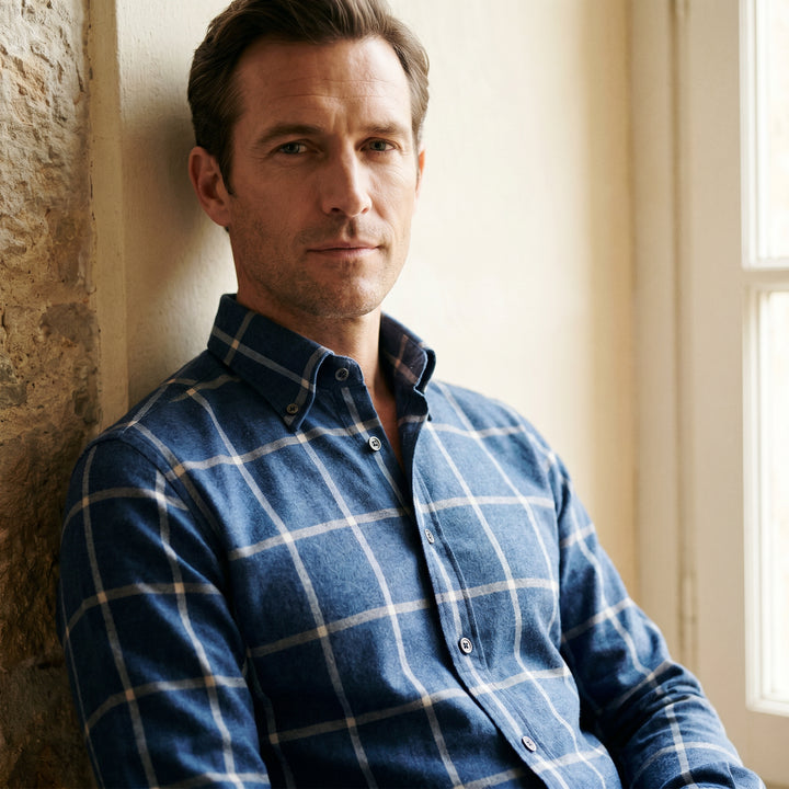 Brushed Casual Sartorial Shirt, worn — Emanuel Berg