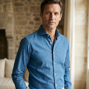 Luxe Denim Twill Shirt, worn — Emanuel Berg