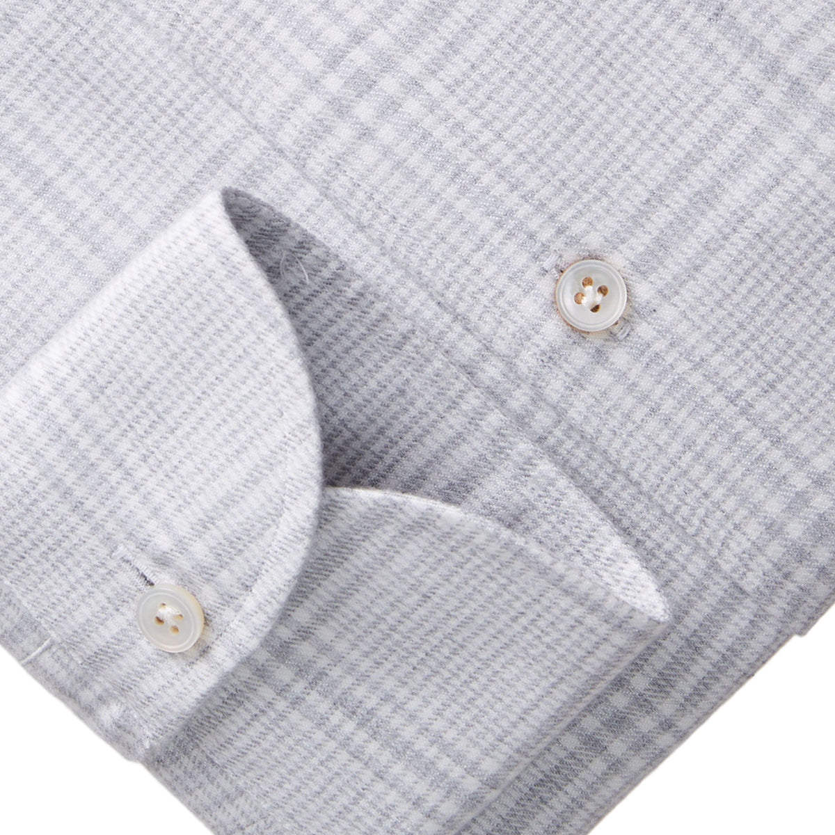 Checked Flannel Twill Shirt — Light Grey in Light Grey — Emanuel Berg