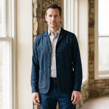Wool Flannel D-Constructed Shirt Jacket, worn — Emanuel Berg