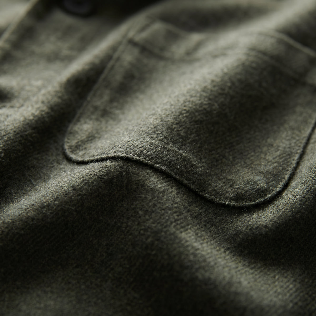 Wool Flannel D-Constructed Shirt Jacket in Dark Green — Emanuel Berg