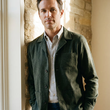 Wool Flannel D-Constructed Shirt Jacket, worn — Emanuel Berg