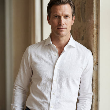Seersucker Casual Shirt, worn — Emanuel Berg