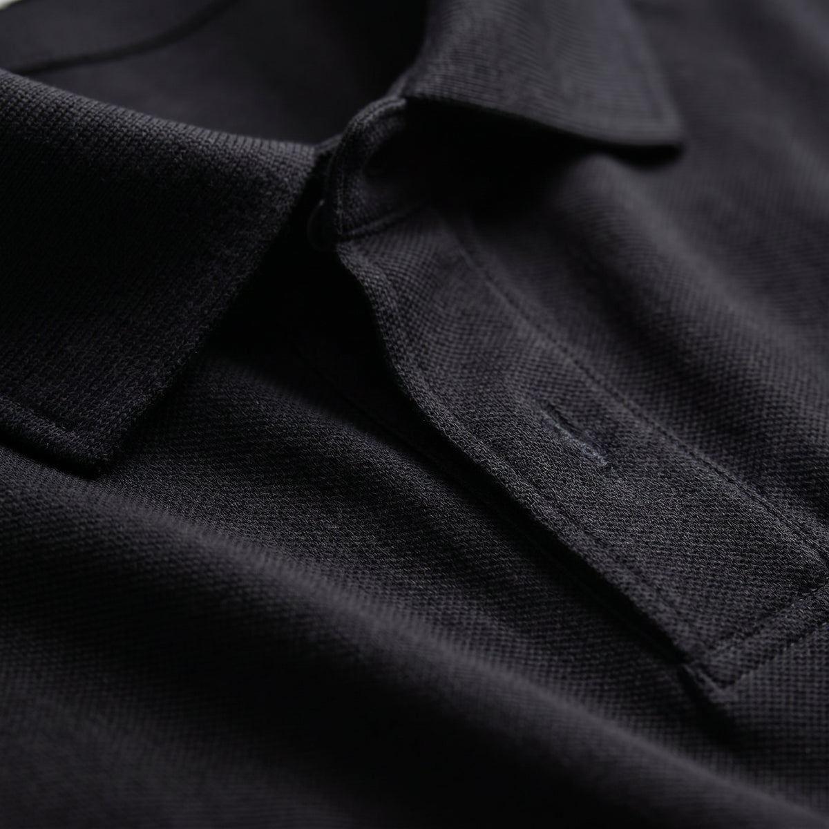 Textured Jacquard Short-Sleeve Polo in Black — Emanuel Berg