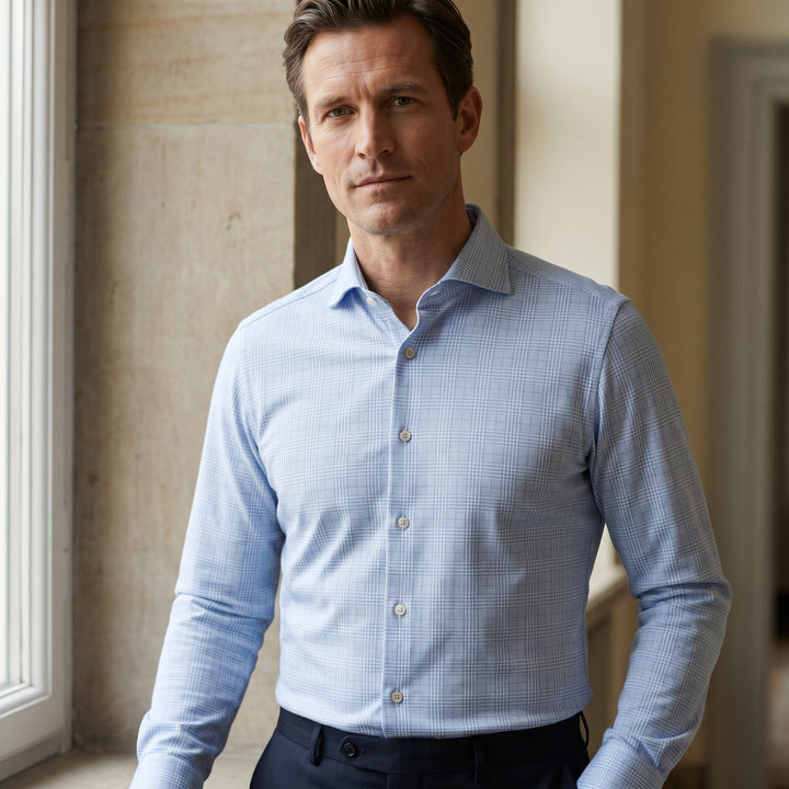 Modern 4 Flex Stretch Knit Shirt, worn — Emanuel Berg