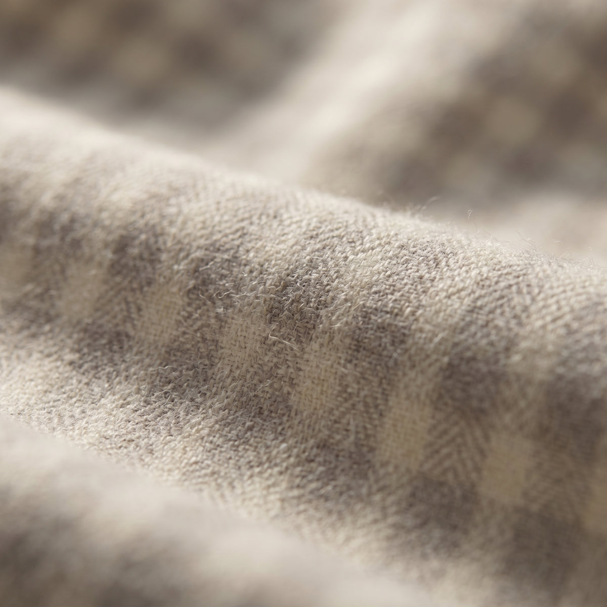 Checked Lyocell Flannel Shirt in Light Beige — Emanuel Berg