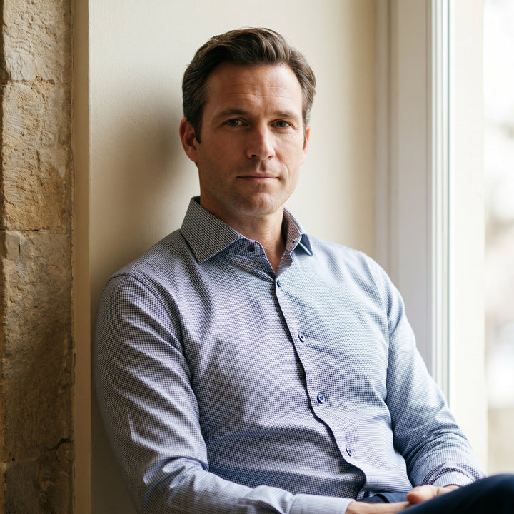 Yoga Twill Premium Stretch Shirt, worn — Emanuel Berg