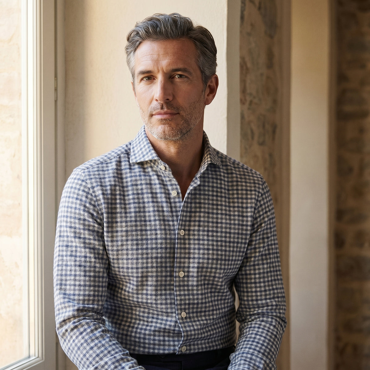 Premium Jersey Knit Shirt in Medium Blue — Emanuel Berg