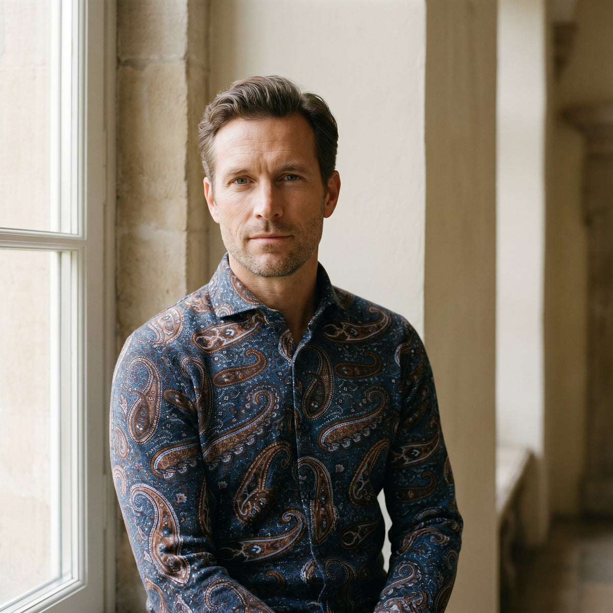 Premium Jersey Knit Shirt in Dark Blue — Emanuel Berg