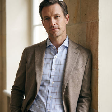 Checked Cotton Twill Dress Shirt, worn — Emanuel Berg