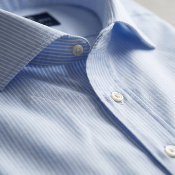 Striped Cotton Twill Dress Shirt fabric detail (100% cotton) — Emanuel Berg