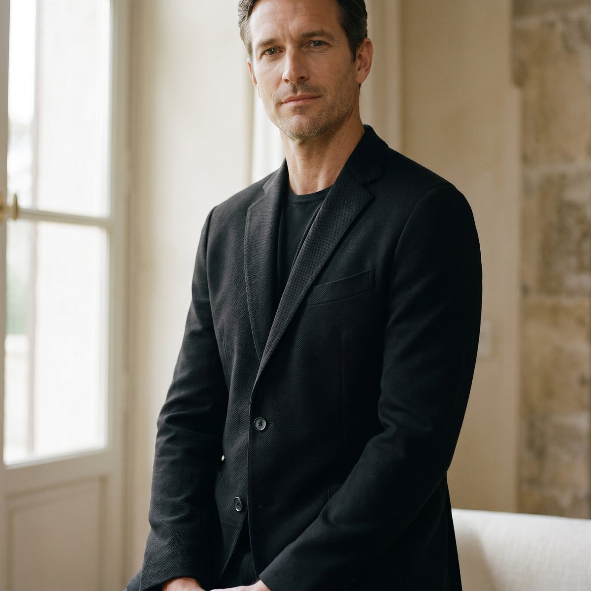 Wool-Cashmere Luxe Jersey Soft Jacket in Black — Emanuel Berg
