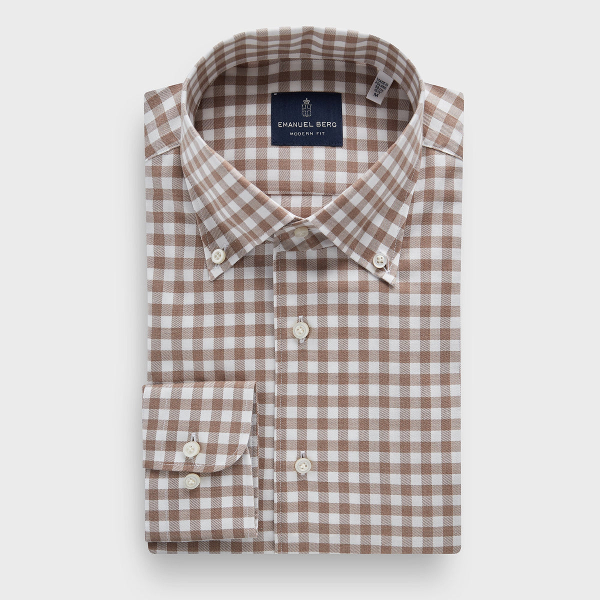 Cotton Flannel Twill Sartorial Shirt — Medium Beige in Medium Beige — Emanuel Berg