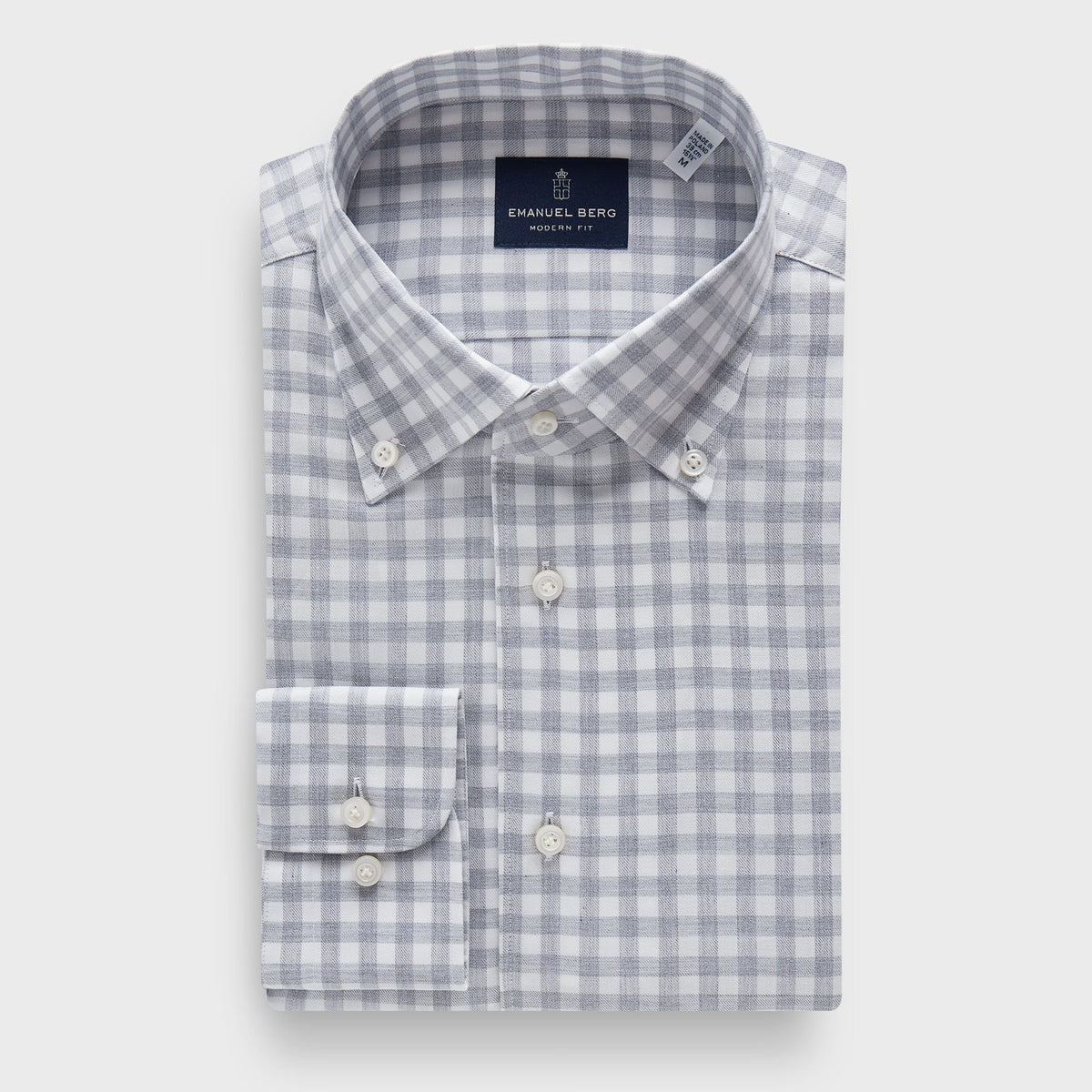Cotton Flannel Twill Sartorial Shirt — Light Grey in Light Grey — Emanuel Berg