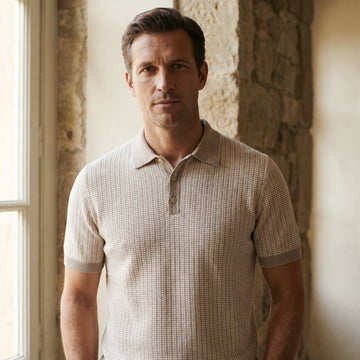 Short Sleeve Jacquard Polo, worn — Emanuel Berg