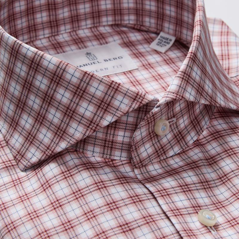 Checked Cotton Twill Shirt in Bright Red — Emanuel Berg
