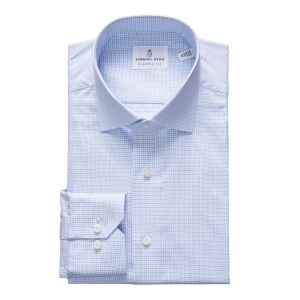 Emanuel Berg Mr Crown, Light Blue and Navy Blue Check Shirt