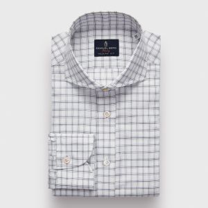 Emanuel Berg Harvard, Plaid Linen and Cotton Shirt