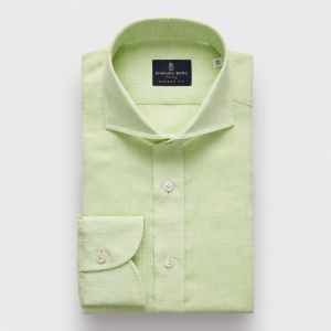 Emanuel Berg Harvard, Lime Green Linen Shirt