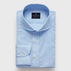 Emanuel Berg Harvard, Blue Cotton-Linen Chambray Shirt