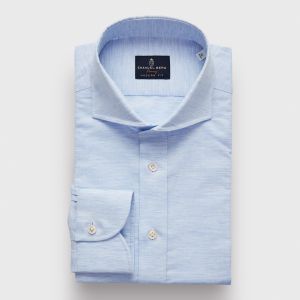 Emanuel Berg Harvard, Light Blue Linen and Cotton Shirt