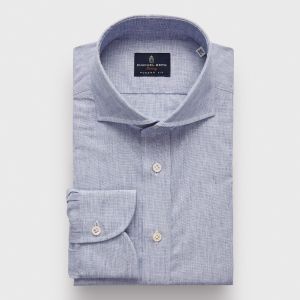 Emanuel Berg Harvard, Blue Cotton and Linen Shirt