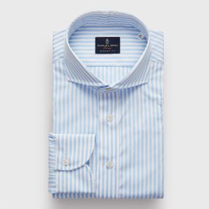 Emanuel Berg Harvard, Light Blue Striped Shirt