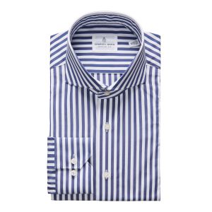 Emanuel Berg Harvard, Navy Blue Striped Shirt