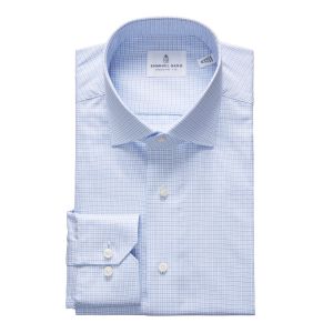 Emanuel Berg Mr Crown, Light Blue and Navy Blue Check Shirt