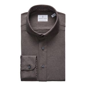 Emanuel Berg Marseille, Brown 4Flex Shirt with Geometric Contrast Details