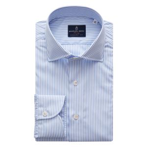 Emanuel Berg Rialto, koszula w błękitne paski, Wrinkle Resistant Poplin