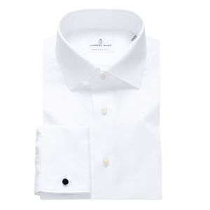Emanuel Berg Rialto, biała koszula z dłuższymi rękawami, Wrinkle Resistant Twill