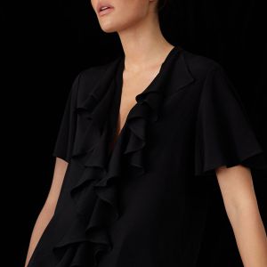 ÉMANOU VOLANTE, Black Silk-Blend Blouse