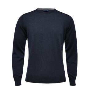 Emanuel Berg Granatowy sweter z wełny merino