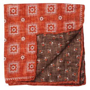 Orange and Brown Double-Sided Silk Pocket Square