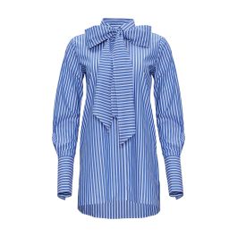 ÉMANOU FILOU BOW, Blue Striped Pussy-Bow Shirt | Superfine