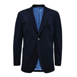 Navy Blue Wool Jersey Jacket | Superfine Shirting