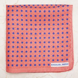 Coral Red Polka Dot Silk Pocket Square | Superfine Shirting